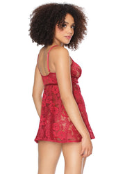 Coquette - 22111 - Babydoll & Thong Set - Ruby Red - OS - Stag Shop