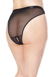 Coquette - 22136 PLUS - Crotchless Mesh Panty - Black - OS/XL - Stag Shop