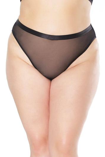 Coquette - 22136 PLUS - Crotchless Mesh Panty - Black - OS/XL - Stag Shop