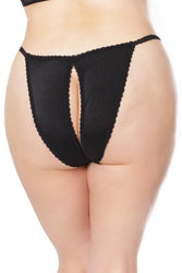 Coquette - 22137 PLUS - Crotchless Panty - Black - OS/XL - Stag Shop