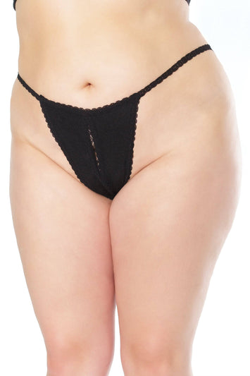 Coquette - 22137 PLUS - Crotchless Panty - Black - OS/XL - Stag Shop