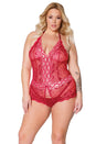 Coquette - 22302X - Crotchless Teddy - Red - OS/XL - Stag Shop