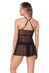 Coquette - 22308 - Babydoll & Thong - Black - OS - Stag Shop