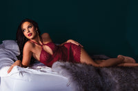 Thumbnail for Coquette - 22312 - Babydoll & Thong - Merlot - Stag Shop