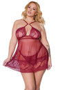Coquette - 22312X - Babydoll & Thong - Merlot - Stag Shop