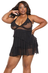 Coquette - 23106X - Babydoll & G-string - Black - OS/XL - Stag Shop