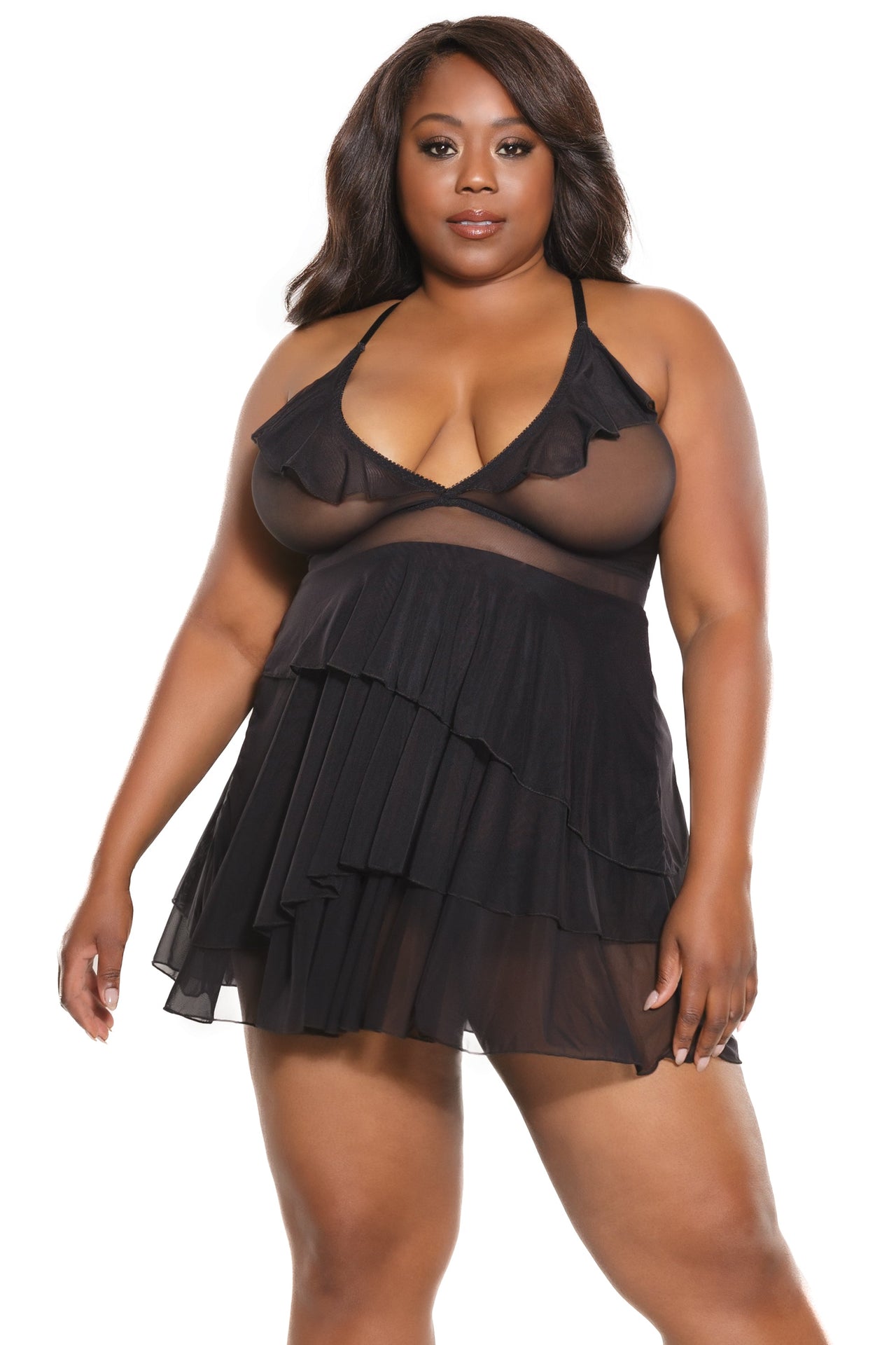 Coquette - 23106X - Babydoll & G-string - Black - OS/XL - Stag Shop