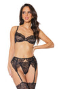 Coquette - 23313 - Bra, Garter Belt & Thong - Black - Stag Shop