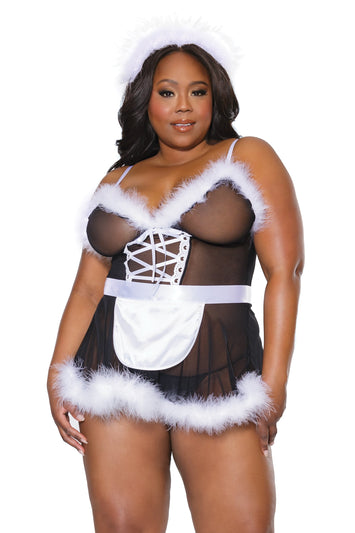 Coquette - 23327 - Babydoll, Apron & Headpiece - Black - OS/XL - Stag Shop