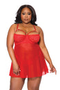 Coquette - 23335 PLUS - Babydoll & Thong - Red - Stag Shop