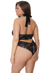 Coquette - 24103 - Crotchless Teddy - Black - OS/XL - Stag Shop