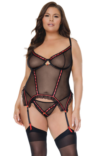 Coquette - 24106 PLUS - Bustier & G-String - Black - Stag Shop