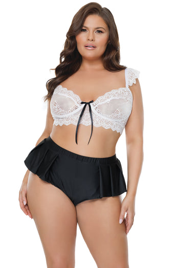 Coquette - 24132 - Crop Top & Shorts - Black/White - OS/XL - Stag Shop