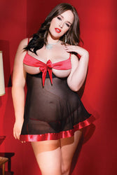 Coquette - 2441 - Babydoll & G-string - Black/Red - OS/XL - Stag Shop