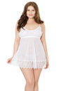 Coquette - 2484X - Babydoll & G-String Set - OS/XL - White - Stag Shop