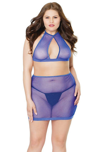 Coquette - 2488X- Top & Skirt Set - OS/XL - Blue - Stag Shop