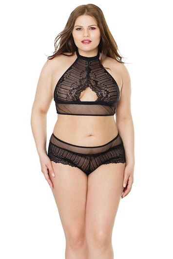 Coquette - 2489X - Top & Short Set - OS/XL - Black - Stag Shop