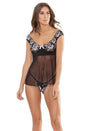 Coquette - 2502 - Babydoll & G-String Set - Black/White - Stag Shop