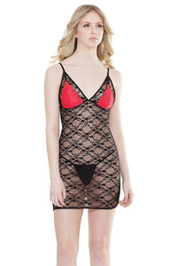 Thumbnail for Coquette - 2513 - Chemise - OS - Black/Red - Stag Shop