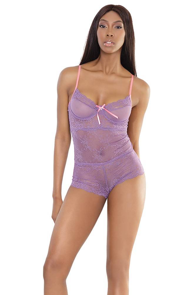 Coquette - 2519 - Lace Teddy - Lavender/Pink - Stag Shop