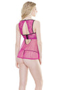Coquette - 2524 - Babydoll & Crotchless G-String Set - OS - Magenta - Stag Shop