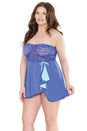 Coquette - 2532X - Babydoll & G-String Set - OS/XL - Cobalt/Aqua - Stag Shop
