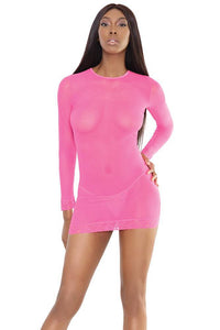 Thumbnail for Coquette - 2533 - Mesh Dress - OS - Neon Pink - Stag Shop