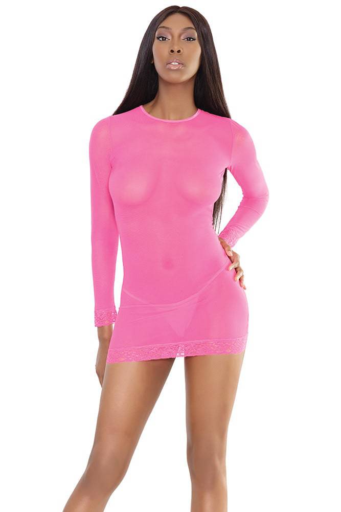 Coquette - 2533 - Mesh Dress - OS - Neon Pink - Stag Shop