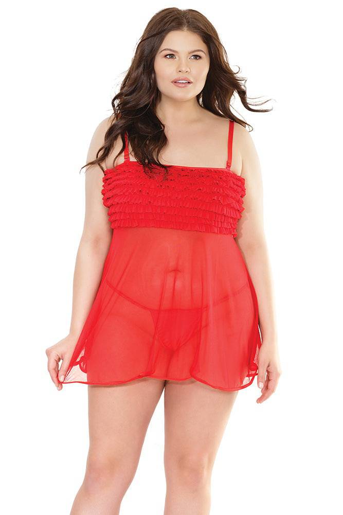 Coquette - 2534X - Ruffle Babydoll - OS/XL - Stag Shop