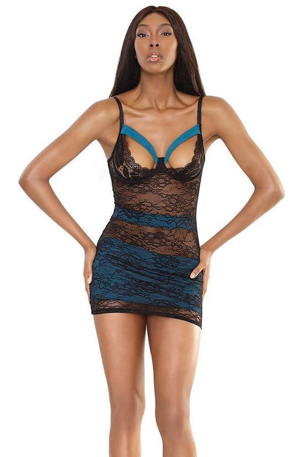 Coquette - 2541 - Chemise - Teal/Black - Stag Shop
