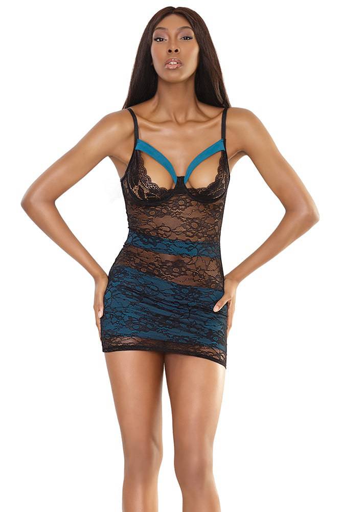 Coquette - 2541 - Chemise - Teal/Black - Stag Shop