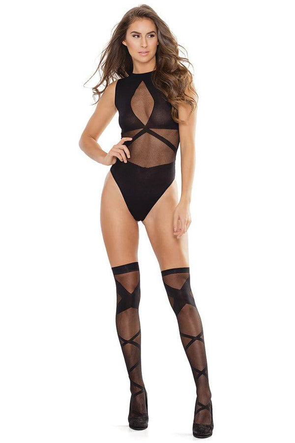 Coquette - 2553 - Mesh Teddy - OS - Black - Stag Shop