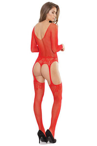 Thumbnail for Coquette - 2555 - Fishnet Teddy - OS - Red - Stag Shop