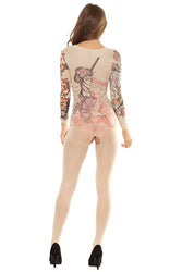 Coquette - 2560 - Tattoo Bodystocking - OS - Nude - Stag Shop