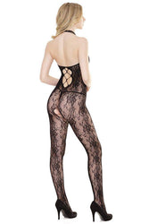 Coquette - 2562 - Halter Bodystocking - OS - Black - Stag Shop