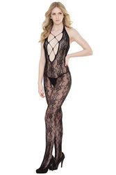Coquette - 2562 - Halter Bodystocking - OS - Black - Stag Shop