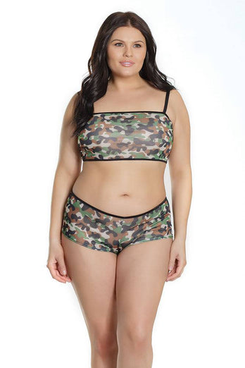 Coquette - 2569X - Bralette & Booty Short Set - Camo - OSXL - Stag Shop