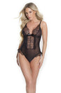 Coquette - 2572 - Crotchless Teddy - Black - OS - Stag Shop