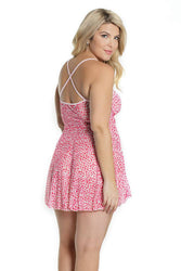 Coquette - 2576X - Babydoll & G-String Set - White/Pink - OSXL - Stag Shop