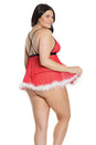 Coquette - 2583X - Babydoll & G-String Set - Red/White - OSXL - Stag Shop