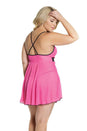 Coquette - 2589X - Babydoll & G-String Set - Pink/Black - OSXL - Stag Shop