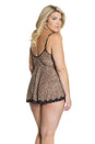 Coquette - 2590X - Babydoll & G-String Set - Leopard Print - OSXL - Stag Shop