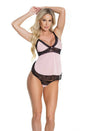 Coquette - 2599 - Babydoll & G-String Set - Pink/Black - OS - Stag Shop