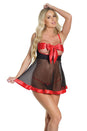 Coquette - 2610 - Babydoll & G-String Set - Black/Red - OS - Stag Shop