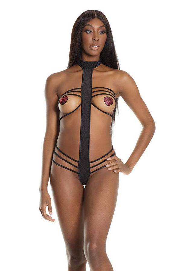 Coquette - 2611 - Strappy Teddy - Black - OS - Stag Shop