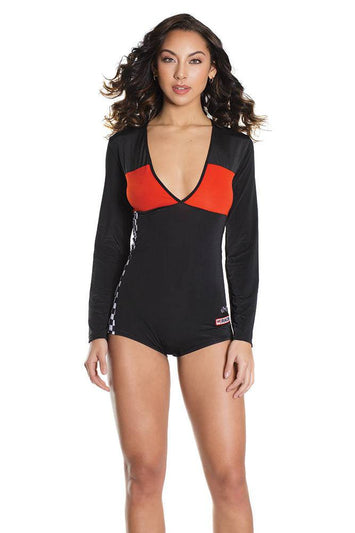 Coquette - 2628 - Racer Romper - Black/Red - OS - Stag Shop