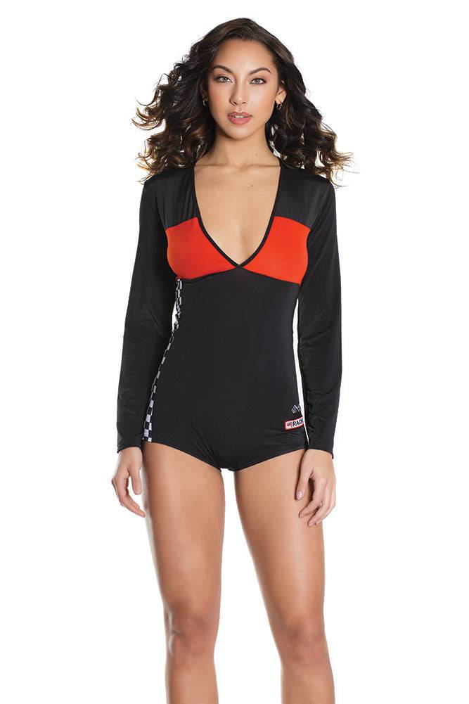 Coquette - 2628 - Racer Romper - Black/Red - OS - Stag Shop