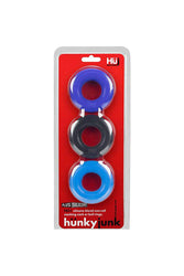 Ox Balls - Hunky Junk - 3-Pack Cock Ring Set - Blue - Stag Shop