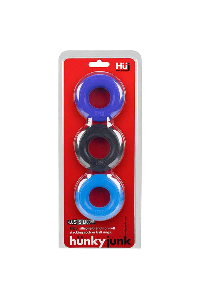 Ox Balls - Hunky Junk - 3-Pack Cock Ring Set - Blue - Stag Shop
