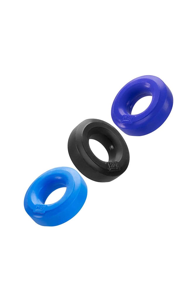 Ox Balls - Hunky Junk - 3-Pack Cock Ring Set - Blue - Stag Shop